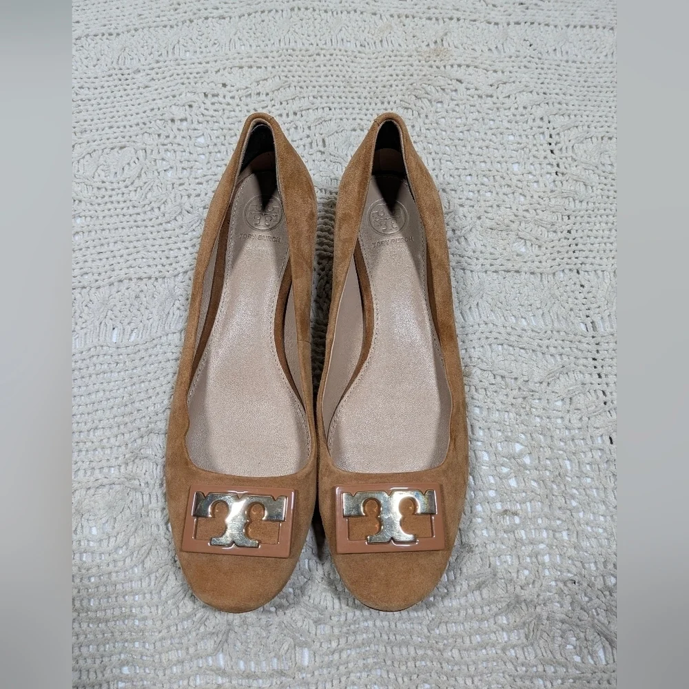 Tory Burch GIGI Tan Suede Women's Low Heel Pumps Size 8